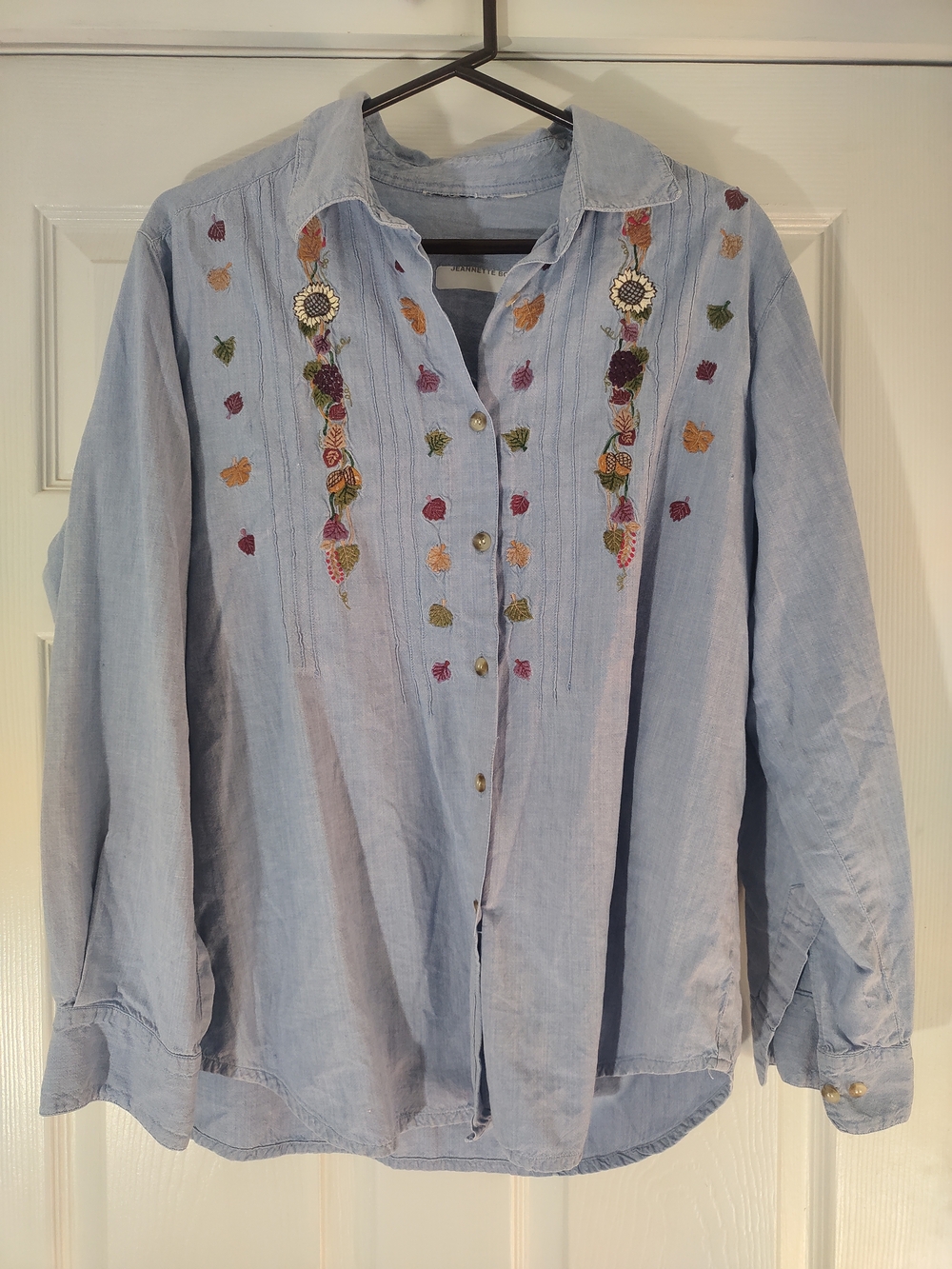 Light Blue Embroidered Button-Up Shirt